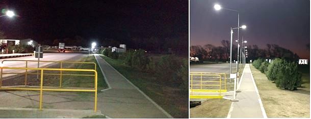 Resultado de la iluminación exterior en funcionamiento durante la noche